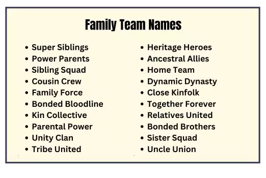 Family Team Names