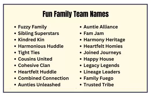 Fun Family Team Names 